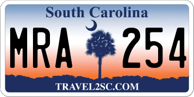 SC license plate MRA254