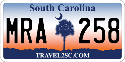 SC license plate MRA258