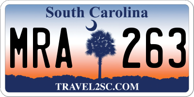SC license plate MRA263