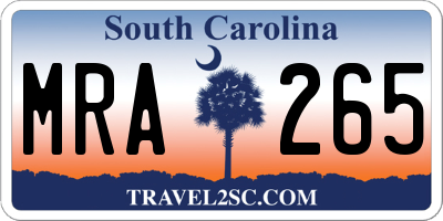 SC license plate MRA265