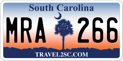SC license plate MRA266
