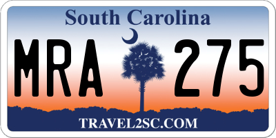 SC license plate MRA275