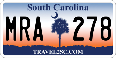 SC license plate MRA278