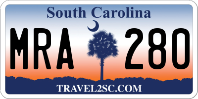 SC license plate MRA280