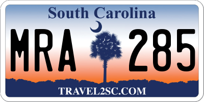 SC license plate MRA285