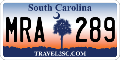 SC license plate MRA289