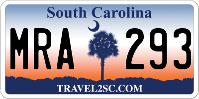 SC license plate MRA293