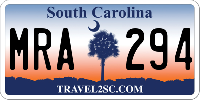 SC license plate MRA294