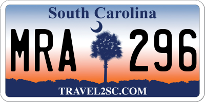 SC license plate MRA296