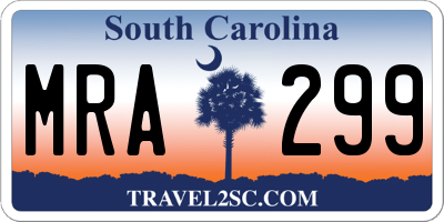 SC license plate MRA299