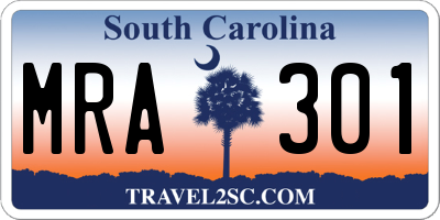 SC license plate MRA301