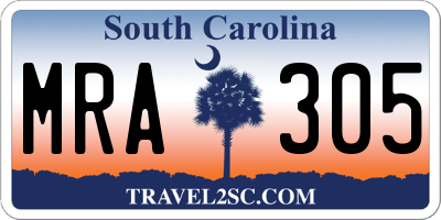 SC license plate MRA305