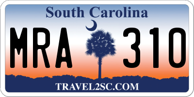 SC license plate MRA310