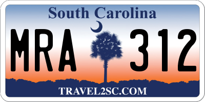 SC license plate MRA312