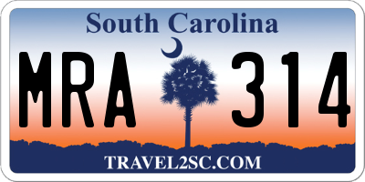 SC license plate MRA314