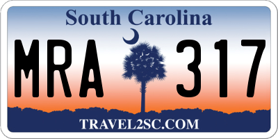 SC license plate MRA317