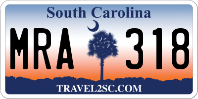 SC license plate MRA318