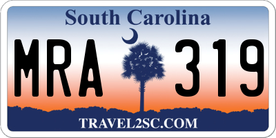 SC license plate MRA319