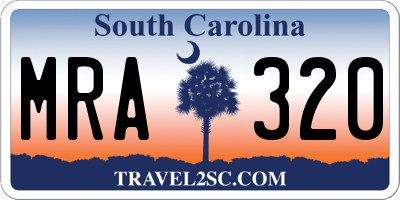 SC license plate MRA320
