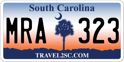 SC license plate MRA323