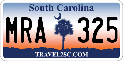 SC license plate MRA325