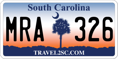 SC license plate MRA326