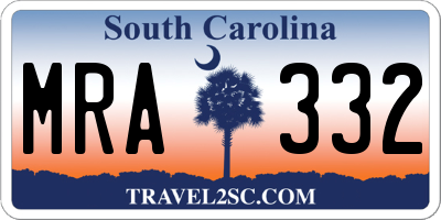 SC license plate MRA332