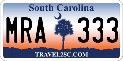 SC license plate MRA333
