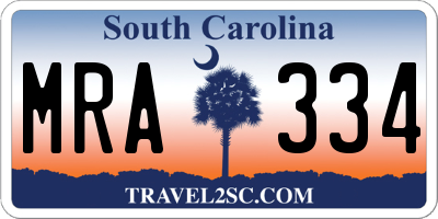 SC license plate MRA334