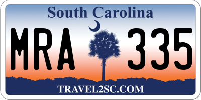 SC license plate MRA335