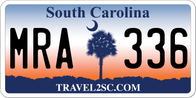 SC license plate MRA336