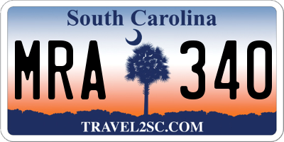 SC license plate MRA340