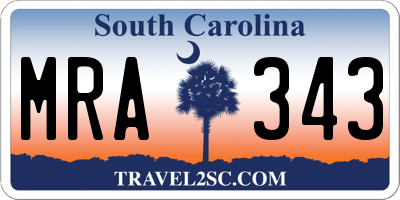 SC license plate MRA343