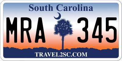 SC license plate MRA345