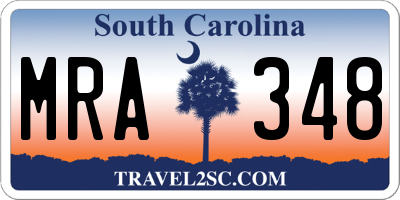 SC license plate MRA348