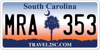 SC license plate MRA353
