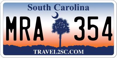 SC license plate MRA354
