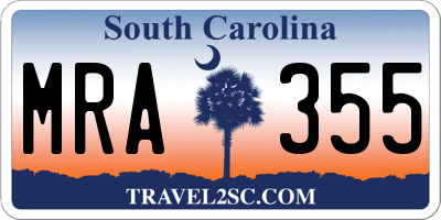 SC license plate MRA355