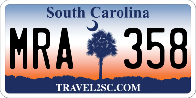 SC license plate MRA358