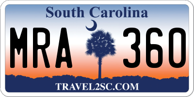 SC license plate MRA360