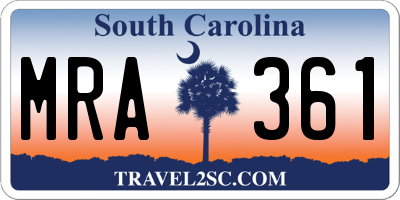 SC license plate MRA361