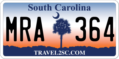 SC license plate MRA364