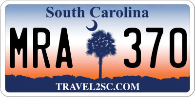 SC license plate MRA370