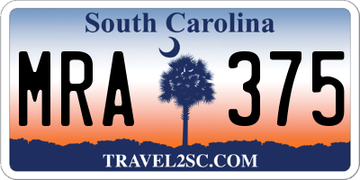 SC license plate MRA375