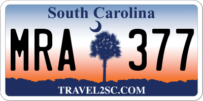 SC license plate MRA377