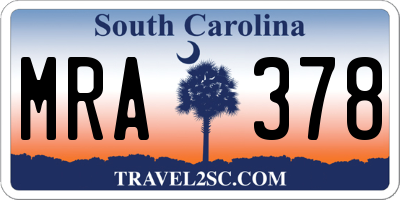 SC license plate MRA378