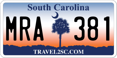 SC license plate MRA381