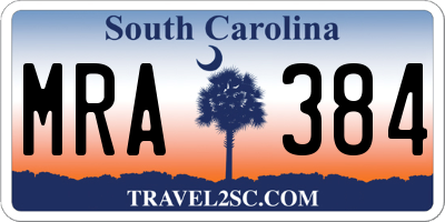 SC license plate MRA384