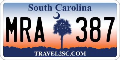 SC license plate MRA387