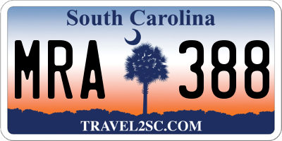 SC license plate MRA388